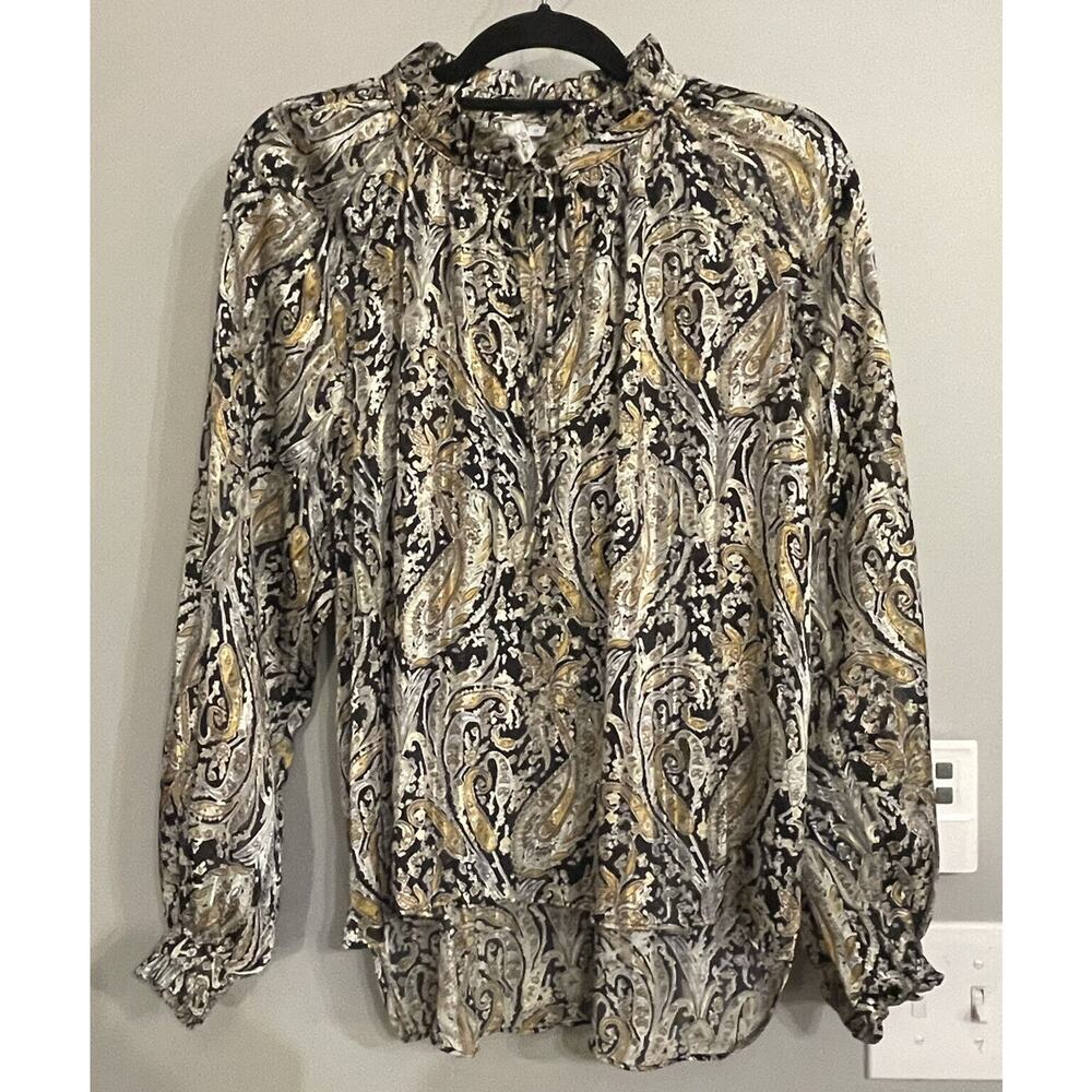 Elan Top Tapestry Smocked Blouse Womens Size M